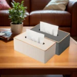 Home Decor Tissue Box Cover Desktop Gold Rim Faux Leather Napkin Holder Toilet Paper Storage Box - Image 8