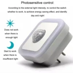 Home LED Human Auto Sensor Night Light Plug-In Wiring-Free Staircase Corridor Aisle Light, US Plug - Image 4