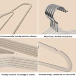 10pcs /Pack 41cm Flocking Clothes Hanger Non-Slip Traceless Clothing Rack Hook - Image 8