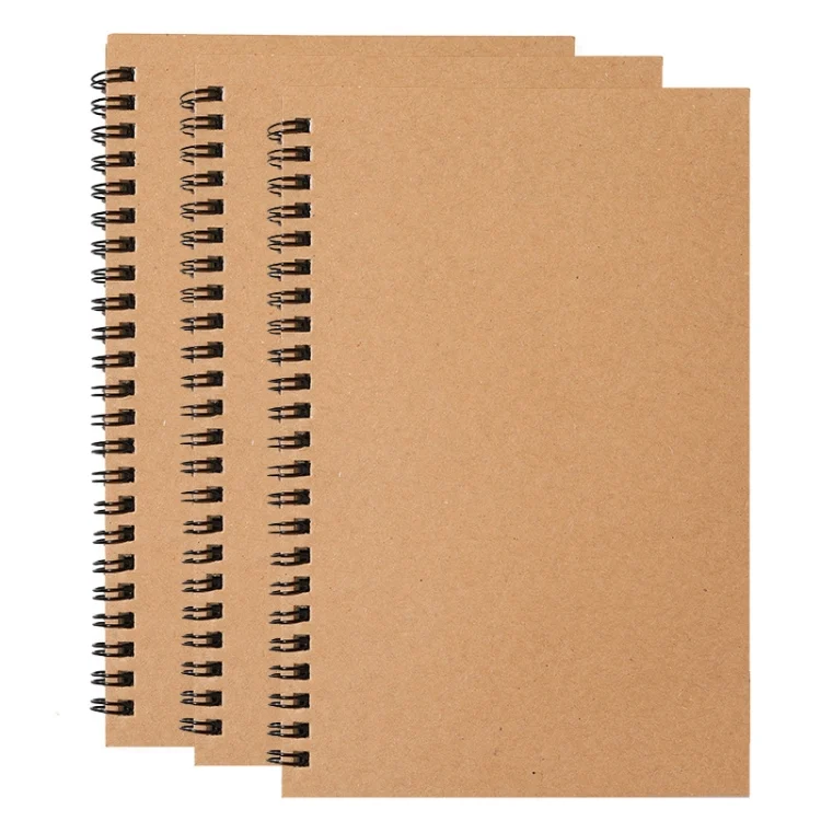 3pcs Thickened Kraft Paper Coil Notebook Student Diary Workbook