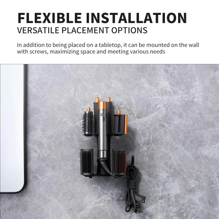 TBD06054676_3.webp For Dyson Airwrap Curling Iron Desktop Storage Rack Wall-mounted Carbon Steel Bracket - Image 4