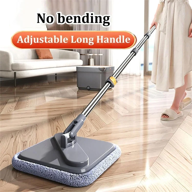 TBD06054775_B1.webp Square Spin Mop and Bucket With 2 Mop Pads Set Separate Clean And Dirty Water - Image 2