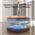 Square Spin Mop and Bucket With 2 Mop Pads Set Separate Clean And Dirty Water - Image 3