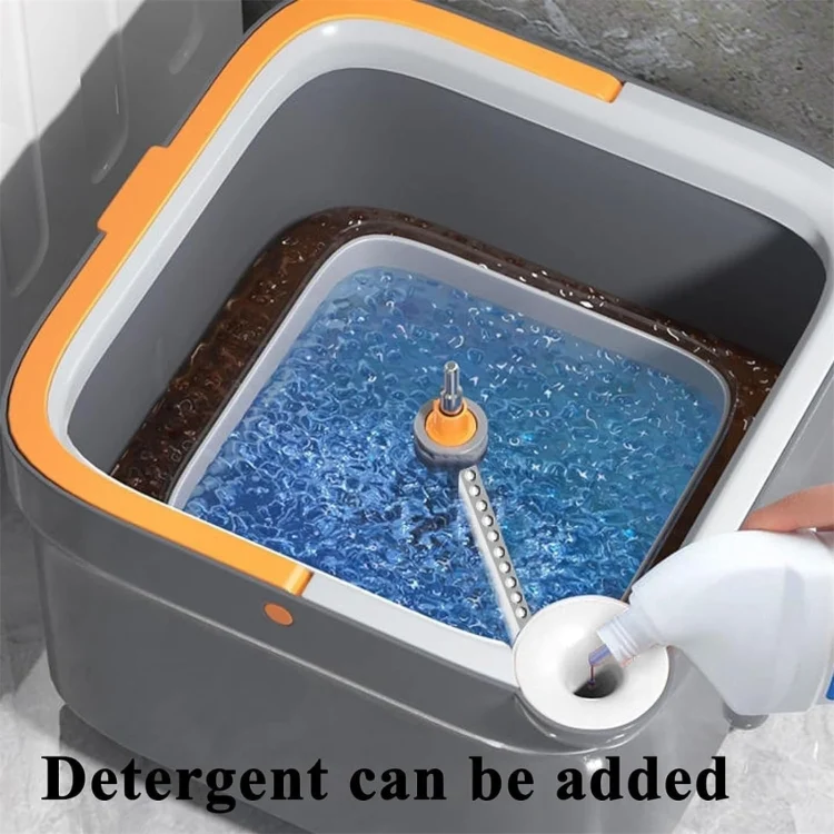 TBD06054775_B5.webp Square Spin Mop and Bucket With 2 Mop Pads Set Separate Clean And Dirty Water - Image 6