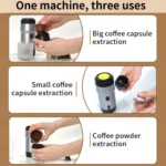 12V 3 In 1 Car Self-heating Coffee Machine Compatible With Large / Small Capsules and Ground Coffee, EU Plug - Image 3