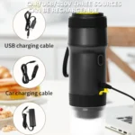 12V 3 In 1 Car Self-heating Coffee Machine Compatible With Large / Small Capsules and Ground Coffee, EU Plug - Image 4