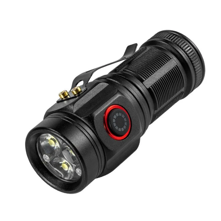 Pen Fork 3 Holes Mini Flashlight Portable Pen Clip Camping Adventure Compass Sport Flashlight