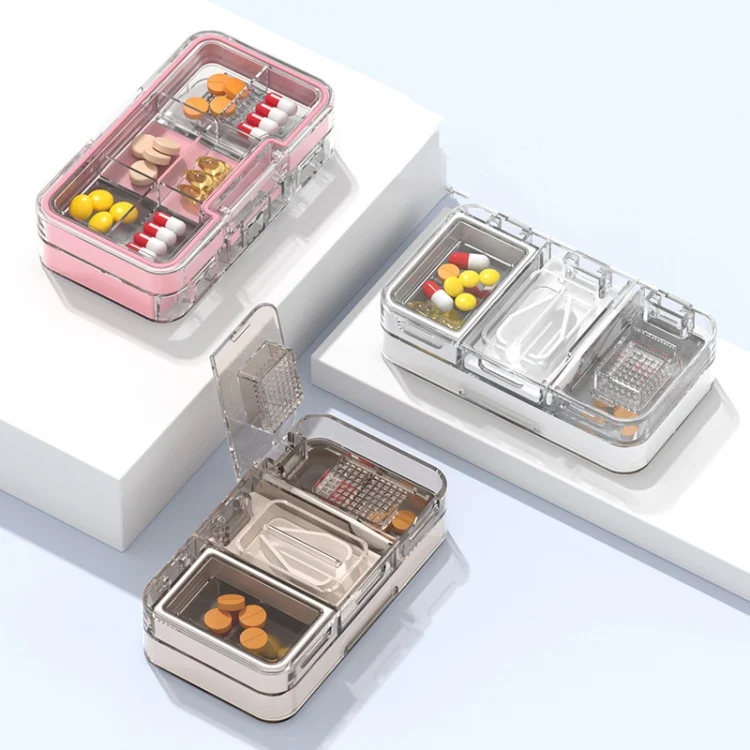 TBD06055452_B1.webp 3 In 1 Double-layer Cutting and Grinding Medicine Box Travel Pill Organizer Case - Image 2