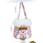 Knitted Velvet Gift Bag For Christmas Presents With Handle And 3D Doll Decoration - Image 7