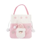 Pink Series Plush Gift Bags for Christmas Presents with Drawstring