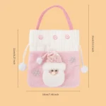 Pink Series Plush Gift Bags for Christmas Presents with Drawstring - Image 7