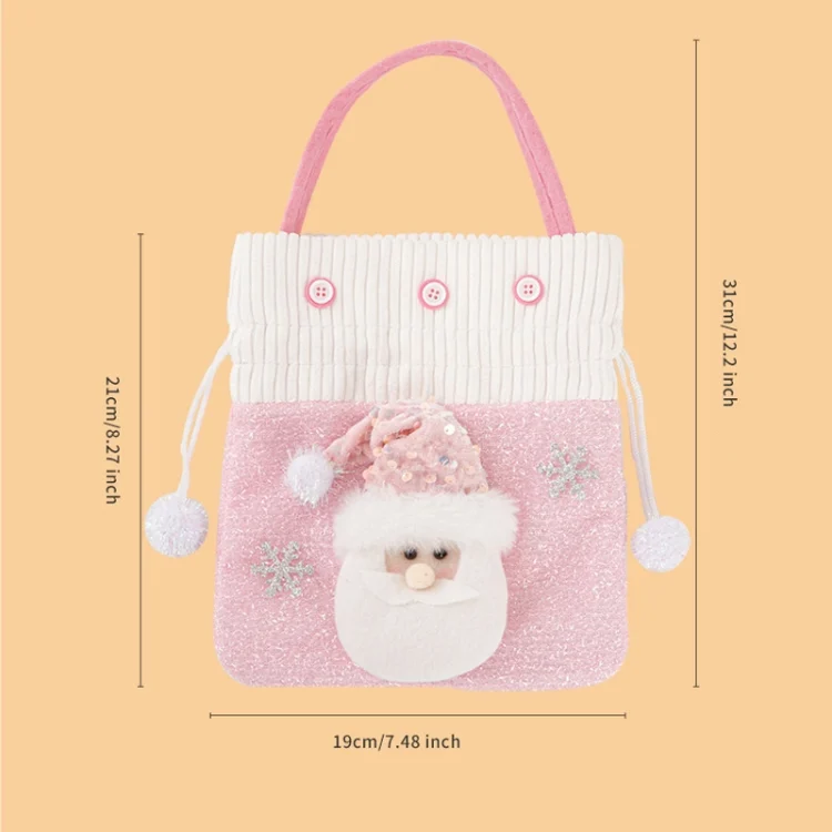 TBD06055468_B6.webp Pink Series Plush Gift Bags for Christmas Presents with Drawstring - Image 7