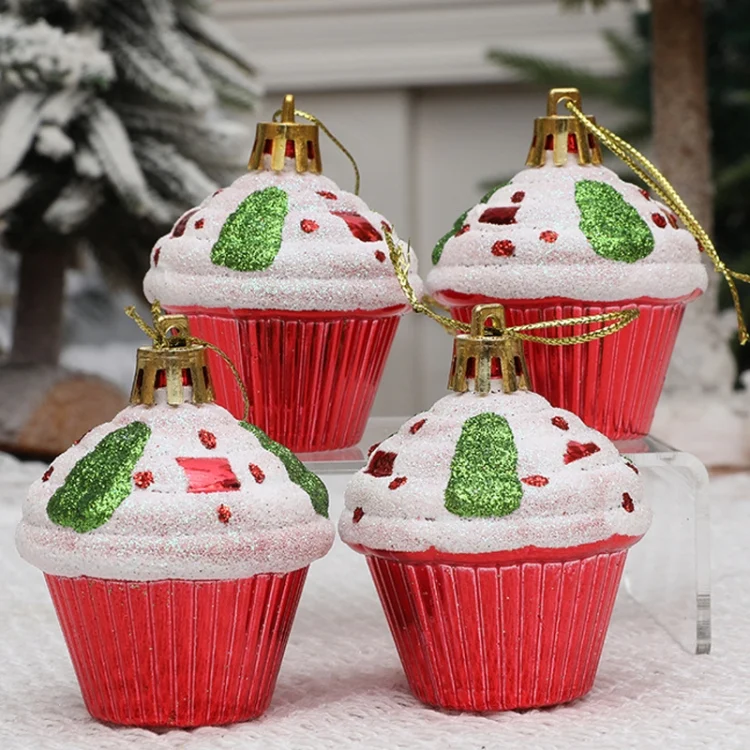TBD0605551301A.webp 4pcs /Box Glossy Round Pastry Christmas Balls Painted Christmas Tree Hanging Decoration - Image 1