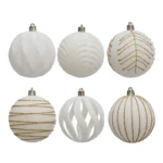 6pcs /Box 8cm Flocking Christmas Tree Hanging Balls Window Decoration Velvet Balls