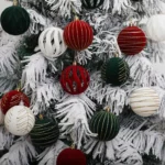 6pcs /Box 8cm Flocking Christmas Tree Hanging Balls Window Decoration Velvet Balls - Image 2