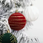 6pcs /Box 8cm Flocking Christmas Tree Hanging Balls Window Decoration Velvet Balls - Image 3