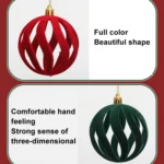 6pcs /Box 8cm Flocking Christmas Tree Hanging Balls Window Decoration Velvet Balls - Image 4