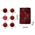 6pcs /Box 8cm Flocking Christmas Tree Hanging Balls Window Decoration Velvet Balls - Image 5