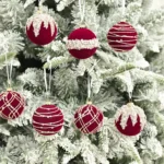 12pcs /Box 6cm Diamond Flocked Christmas Balls Painted Christmas Tree Ornaments - Image 2