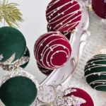 12pcs /Box 6cm Diamond Flocked Christmas Balls Painted Christmas Tree Ornaments - Image 4