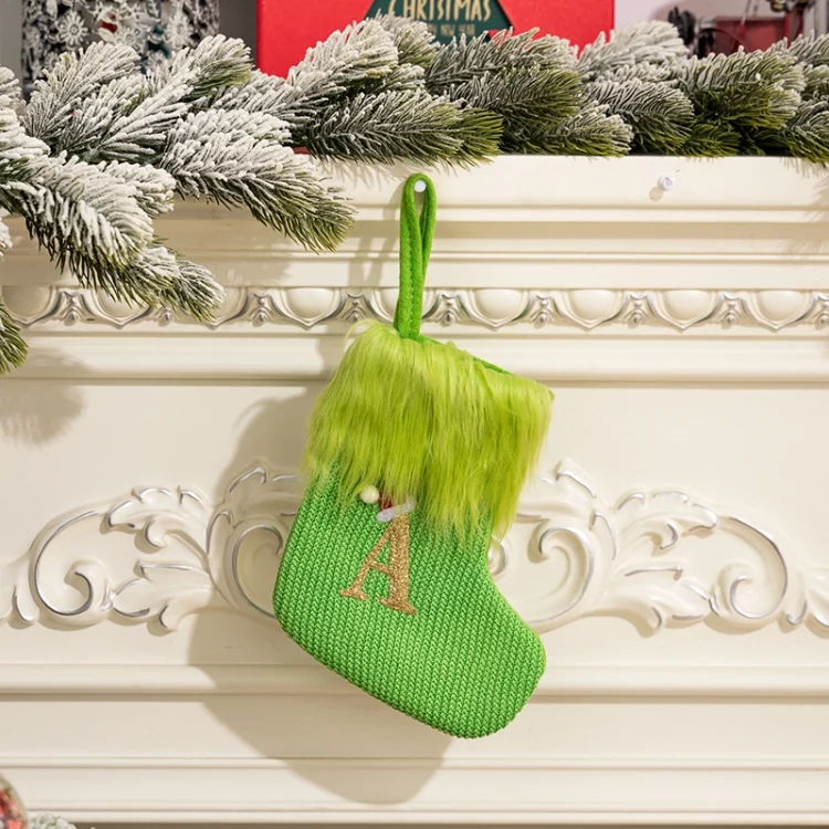 Knitted Letter Christmas Sock DIY Home Hangings