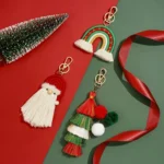 Holiday Cartoon Cute Santa Claus Bag Ornament Keychain Pendant - Image 2