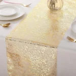 Simple Gold-stamped Table Runner for Event Party, Wedding , Christmas 11 x 108 Inch