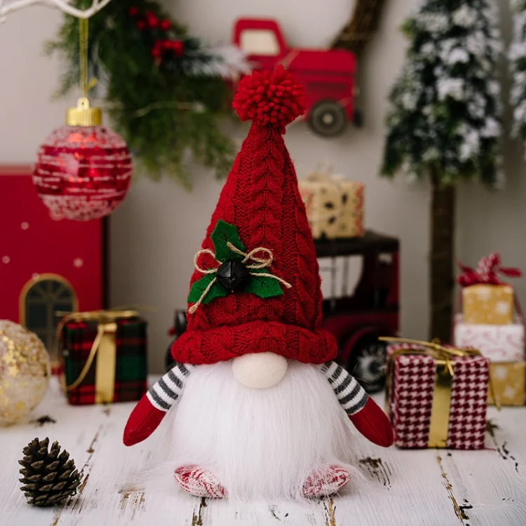 TBD0605555701A.webp Knitted Pointed Hat Gnome Figurine With Lights Christmas Decorations - Image 1