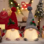 Knitted Pointed Hat Gnome Figurine With Lights Christmas Decorations - Image 2