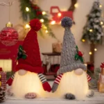 Knitted Pointed Hat Gnome Figurine With Lights Christmas Decorations - Image 3
