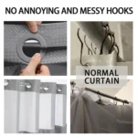 No Hook Waffle Shower Curtain with Removable Lining for Bathroom - Image 3