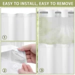 No Hook Waffle Shower Curtain with Removable Lining for Bathroom - Image 4