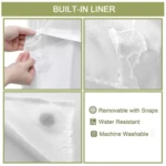 No Hook Waffle Shower Curtain with Removable Lining for Bathroom - Image 5