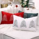 Christmas Tree Embroidery Pillowcase Holiday Decoration Cushion Cover, Pillow Core Not Included - Image 2