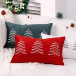 Christmas Tree Embroidery Pillowcase Holiday Decoration Cushion Cover, Pillow Core Not Included - Image 3
