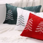 Christmas Tree Embroidery Pillowcase Holiday Decoration Cushion Cover, Pillow Core Not Included - Image 4