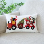 Christmas Embroidery Pillowcase Canvas Sofa Cushion Cover, Pillow Core Not Included