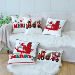 Christmas Embroidery Pillowcase Canvas Sofa Cushion Cover, Pillow Core Not Included - Image 2