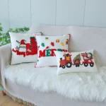 Christmas Embroidery Pillowcase Canvas Sofa Cushion Cover, Pillow Core Not Included - Image 3