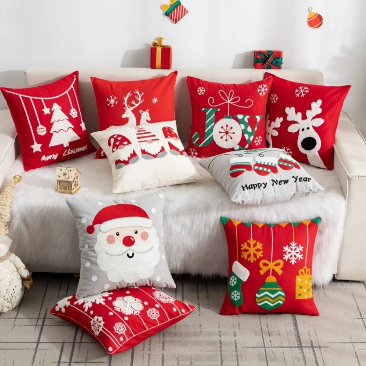 TBD06055638_B1.webp 45x45cm Christmas Decoration Pillowcase Cartoon Printing Embroidery Pillow Cushion, Pillow Core Not Included - Image 2