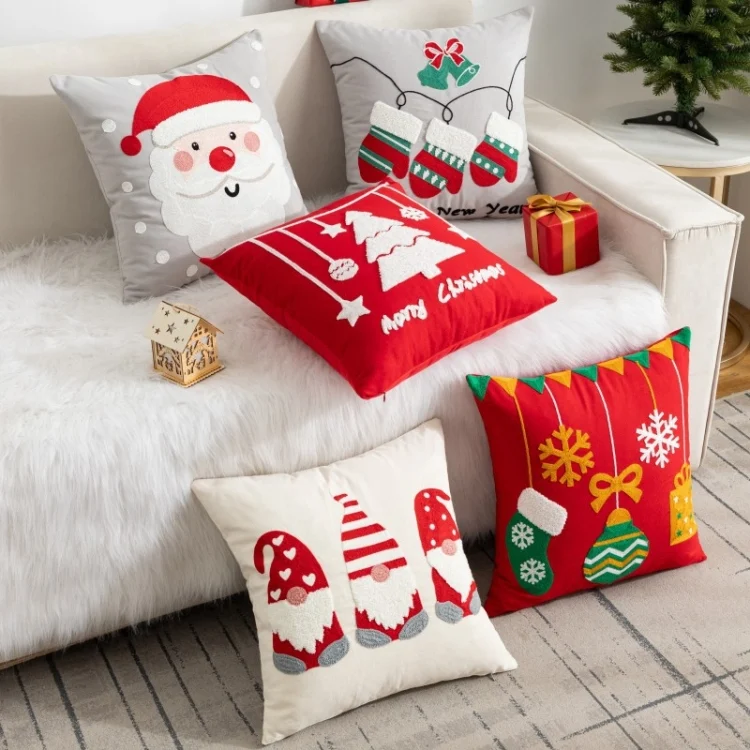 TBD06055638_B2.webp 45x45cm Christmas Decoration Pillowcase Cartoon Printing Embroidery Pillow Cushion, Pillow Core Not Included - Image 3