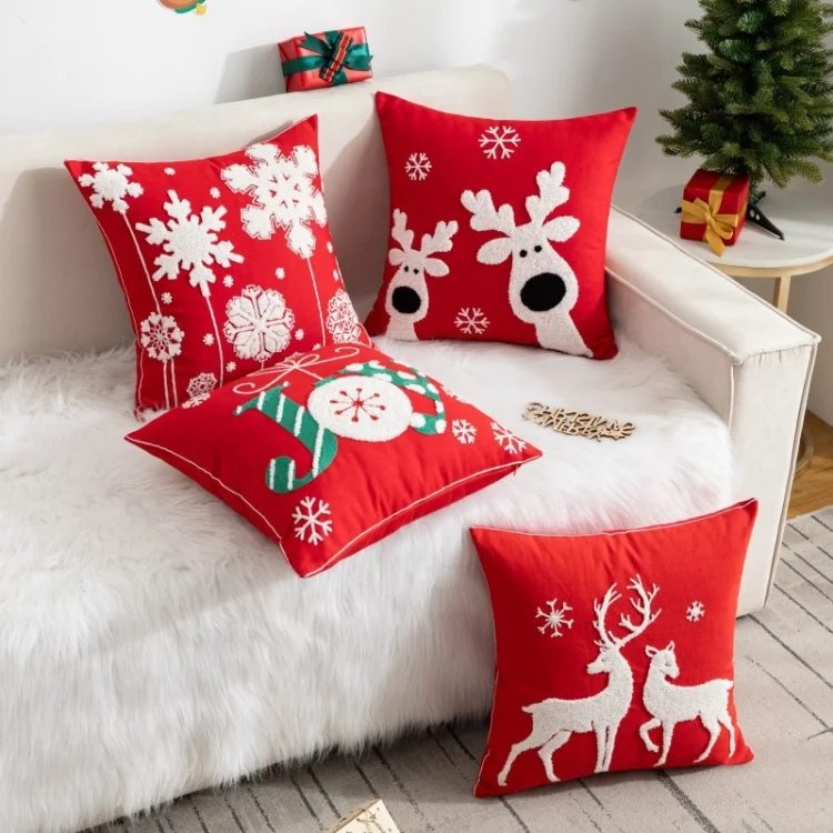 TBD06055638_B3.webp 45x45cm Christmas Decoration Pillowcase Cartoon Printing Embroidery Pillow Cushion, Pillow Core Not Included - Image 4