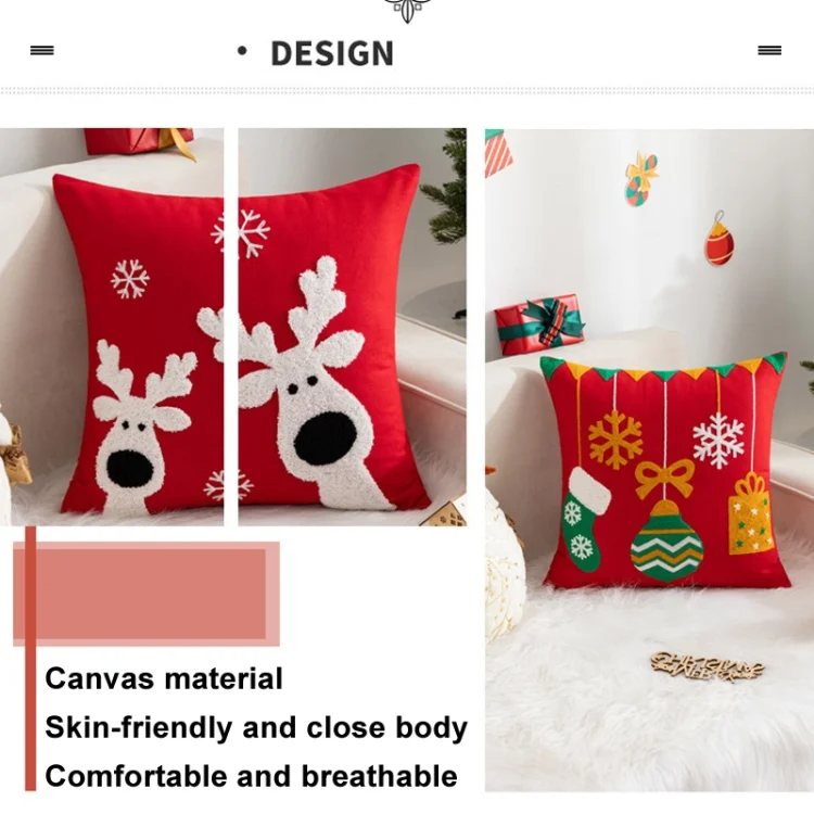 TBD06055638_B4.webp 45x45cm Christmas Decoration Pillowcase Cartoon Printing Embroidery Pillow Cushion, Pillow Core Not Included - Image 5