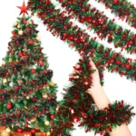 20pcs /Pack 2m x 9cm Christmas Red & Green Wide Cut Tinsel Garland For Holiday Decor