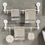 Suction Cup Towel Rack Home Rotating Shelf Kitchen Bathroom Storage Hanger Movable Hooks - Image 4