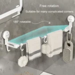 Suction Cup Towel Rack Home Rotating Shelf Kitchen Bathroom Storage Hanger Movable Hooks - Image 5