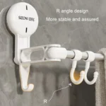 Suction Cup Towel Rack Home Rotating Shelf Kitchen Bathroom Storage Hanger Movable Hooks - Image 10