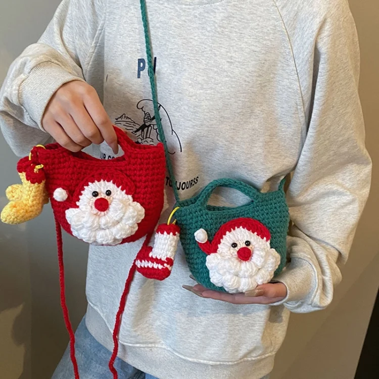 TBD06055658_B1.webp Christmas Handmade Woolen Knitting Bag Santa Claus Finished Bag - Image 2