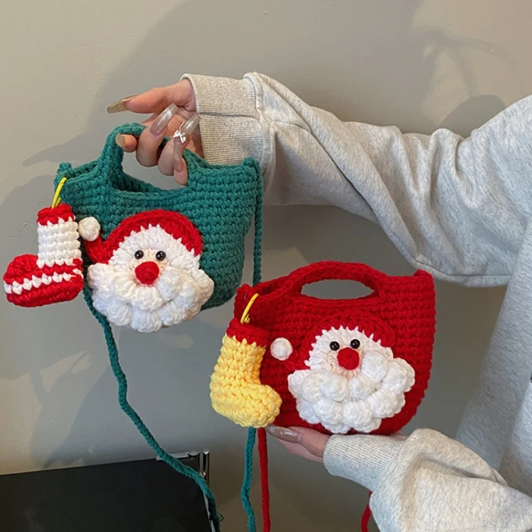 TBD06055658_B2.webp Christmas Handmade Woolen Knitting Bag Santa Claus Finished Bag - Image 3