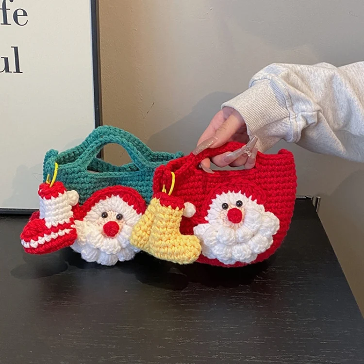 TBD06055658_B3.webp Christmas Handmade Woolen Knitting Bag Santa Claus Finished Bag - Image 4